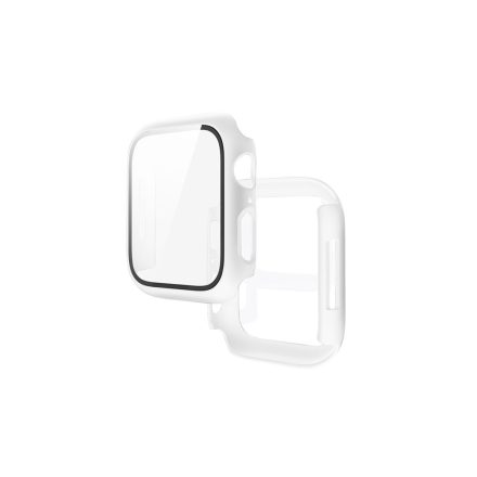 fehér TPU óratok átlátszó védőfóliával  Apple Watch 7/8 45 mm Hoco WS3 Shadow