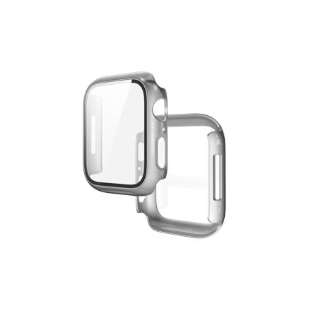 Ezüst TPU óratok átlátszó védőfóliával  Apple Watch 7/8 45 mm Hoco WS3 Shadow
