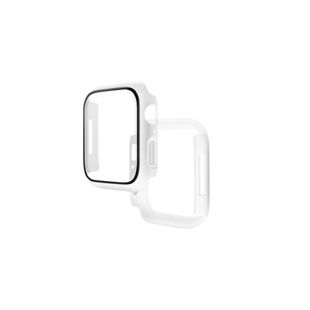 fehér TPU óratok átlátszó védőfóliával  Apple Watch 7/8 45 mm Hoco WS4 Shadow 3D