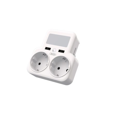 2 USB portos és 2 konnektoros töltő/elosztó állomás mozgásérzékelős LED lámpával XO WL09 fehér