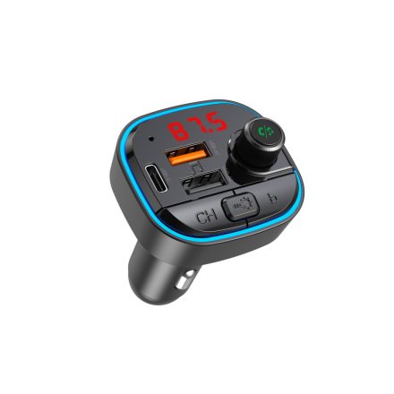 Dupla USB és 1 Type-C portos autós telefontöltő 3.1A + FM transmitter XO BCC11 fekete