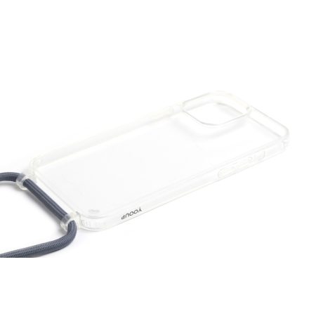 Átlátszó TPU telefontok kék zsinórral iPhone 15 Pro 6.1 colos YooUp Cord