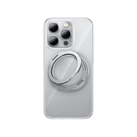 TPU átlátszó Magsafe telefontok kihajtható, forgatható telefontartó gyűrűvel iPhone 15 Pro 6.1 col Hoco AS1 Rotating