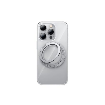 TPU átlátszó Magsafe telefontok kihajtható, forgatható telefontartó gyűrűvel iPhone 15 Pro 6.1 col Hoco AS1 Rotating