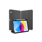 Dux Ducis Domo iPad 10 10.9 / Ipad 11 11.0 (2025) / iPad 12 11.0 (2026) Bőrhatású intelligens tablet tok érintőtoll tartóval alvó/ébresztő móddal fekete