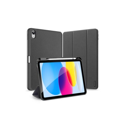 Dux Ducis Domo iPad 10 10.9 / Ipad 11 11.0 (2025) Bőrhatású intelligens tablet tok érintőtoll tartóval alvó/ébresztő móddal fekete