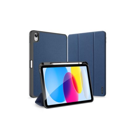 Dux Ducis Domo iPad 10 10.9 / Ipad 11 11.0 (2025) Bőrhatású intelligens tablet tok érintőtoll tartóval alvó/ébresztő módda sötétkék