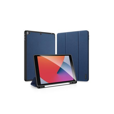 Dux Ducis Domo iPad 7/8/9 10.2 colos Bőrhatású intelligens tablet tok érintőtoll tartóval alvó/ébresztő móddal sötétkék