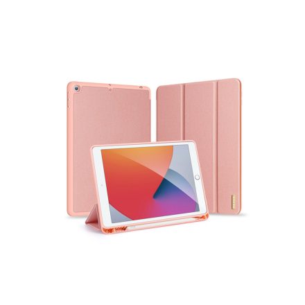 Dux Ducis Domo iPad 7/8/9 10.2 colos Bőrhatású intelligens tablet tok érintőtoll tartóval alvó/ébresztő móddal pink
