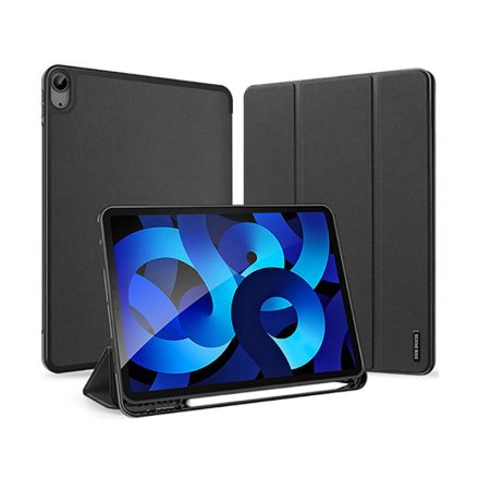 Dux Ducis Domo iPad Air 4/5 10.9 / Ipad 11 11.0 (2025) Bőrhatású intelligens tablet tok érintőtoll tartóval alvó/ébresztő móddal fekete