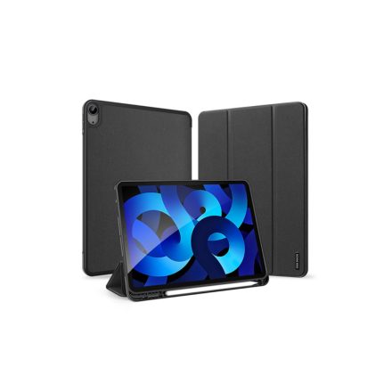 Dux Ducis Domo iPad Air 4/5 10.9 / Ipad 11 11.0 (2025) Bőrhatású intelligens tablet tok érintőtoll tartóval alvó/ébresztő móddal fekete