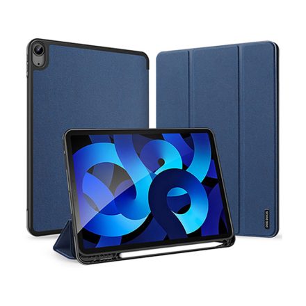 Dux Ducis Domo iPad Air 4/5 10.9 / iPad Air 7 11.0 (2025) Bőrhatású intelligens tablet tok érintőtoll tartóval alvó/ébresztő móddal sötétkék
