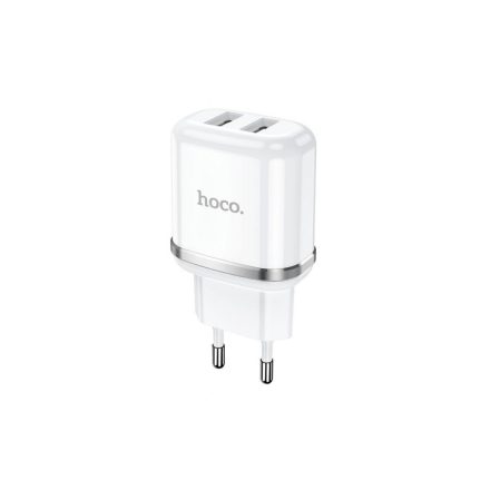 Hoco N6 Charmer Dual Hálózati Gyorstöltő 18W Gyorstöltő 2db USB kimenettel 18W (QC3.0/2.0 ,FCP, AFC) Max 3A kimenet EU csatlakozó fehér. Fehér