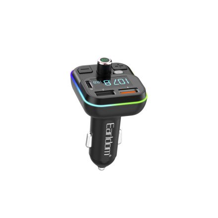 2 USB és 1 Type-C portos autós telefontöltő 3.1A + FM transmitter Earldom M86 fekete