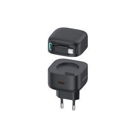   Usams CC202 Hálózati gyorstöltő (Type-C) PD 35W Teleszkópos Type-C kábellel fekete