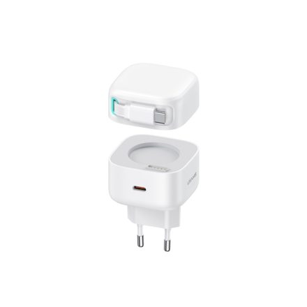 Usams CC202 Hálózati gyorstöltő (Type-C) PD 35W Teleszkópos Type-C kábellel fehér