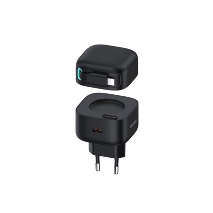 Usams CC209 Hálózati gyorstöltő PD 35W Teleszkópos lightning kábellel fekete