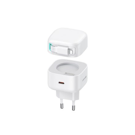 Usams CC209 Hálózati gyorstöltő PD 35W Teleszkópos lightning kábellel fehér