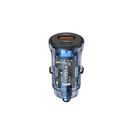 Usams CC164 (USB - Type-C) Szivargyújtós (autós) gyorstöltővég 30W kék