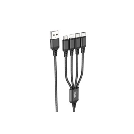 Hoco X76 4in1 Lightning - Type-C - Type-C - Micro USB Kábel 1 méter fekete