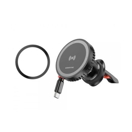 Borofone BH207 Mona Szellőzőrácsra Rögzíthető Mágneses Wireless Autós Telefontartó fekete