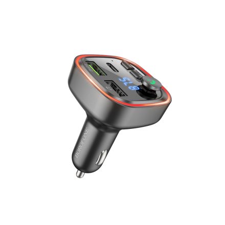 Borofone BC48 Flash Qc3.0 Szivargyújtós Gyorstöltővég + FM Transmitter Fekete