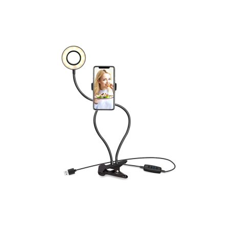 XO BGD001/LS-90 Csipeszes Selfie Állvány Led Lámpával fekete
