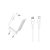 YooUp NC56-D + NB36-CL-1M dupla hálózati töltő (USB - Type-C) PD 20W Type-C / Lightning kábellel fehér