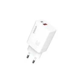   YooUp NC48-D Dupla hálózati töltő (USB - TYPE-C) PD 45W fehér