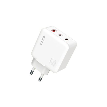 YooUp NC67-G Triple hálózati töltő (USB - Type-C) PD 65W fehér