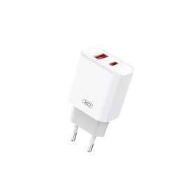   XO CE12 Dupla Hálózati Gyorstöltő (USB + Type-C, PD 20W) Fehér