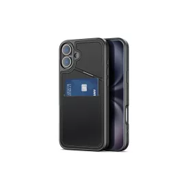   Dux Ducis Rafi Ii Iphone 16 Plus 6.7 Kártyatartós, Kitámasztós TPU-PU Tok Magsafe Kompatibilis fekete