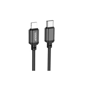 YooUp L07A USB Type-C / Lightning kábel PD20W 1m fekete