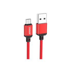 YooUp L07 Micro USB Kábel 2.4A 1 Méter Piros