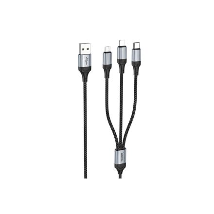 Hoco X102 3in1 Lightning - Type-C - Micro USB Kábel 1 Méter 2.4A Fekete