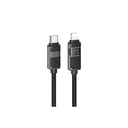 Hoco U137 Line PD Display USB Type-C / Lightning Kábel PD 27W 1.2 Méter Fekete