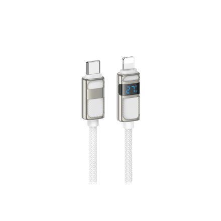 Hoco U137 Line PD Display USB Type-C / Lightning Kábel PD 27W 1.2 Méter Fehér