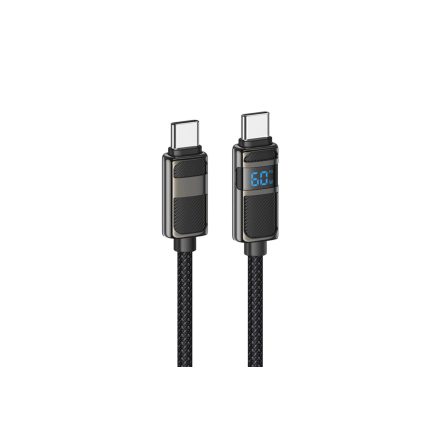 Hoco U137 Line Display USB Type-C / Type-C Kábel 60W 1.2 Méter Fekete