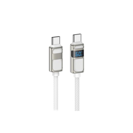 Hoco U137 Line Display USB Type-C / Type-C Kábel 60W 1.2 Méter Fehér