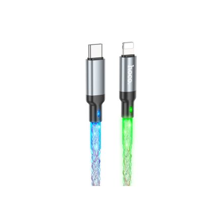 Hoco U112 Shine PD Világítós USB Type-C / Lightning Kábel PD 20W 1 Méter Szürke
