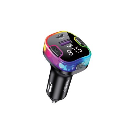 Kakusiga KSC-1070 Caile Autós Töltővég USB - Type-C 3.1a + FM Transmitter Fekete