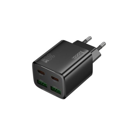 Hoco N56 Fundador Hálózati Gyorstöltő (USB - Type-C) (PD) 20W + QC3.0 Fekete