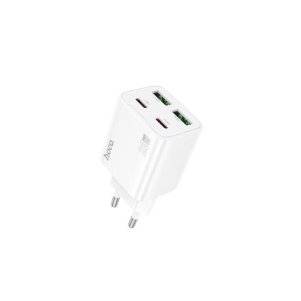 Hoco N55 Fundador Hálózati Gyorstöltő (USB - Type-C) (PD) 20w + QC3.0 Fehér