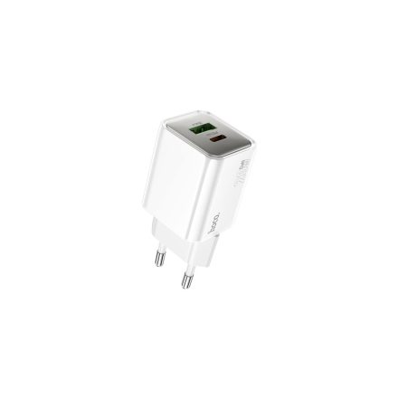 Hoco N46 Glorious Hálózati Gyorstöltő (USB - Type-C) (PD)20W+QC3.0 Fehér