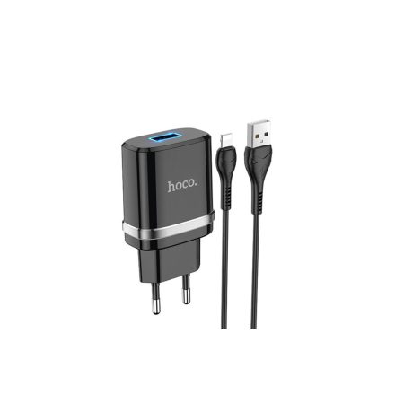 Hoco N1 Ardent 2.4A Hálózati Töltő Lightning Kábellel Fekete