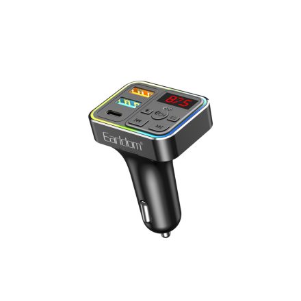 Earldom ET-M109 Szivargyújtós Töltővég (USB - Type-C) + Fm Transmitter Fekete