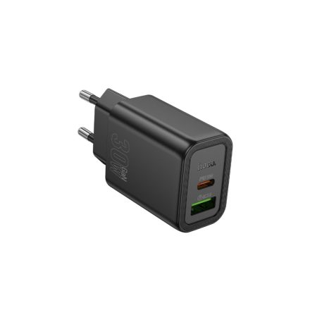 Hoco N63 Gentle Hálózati Gyorstöltő (USB - Type-C) (PD) 30W + QC3.0 Fekete