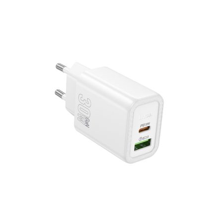 Hoco N63 Gentle Hálózati Gyorstöltő (USB - Type-C) (PD) 30W + QC3.0 Fehér