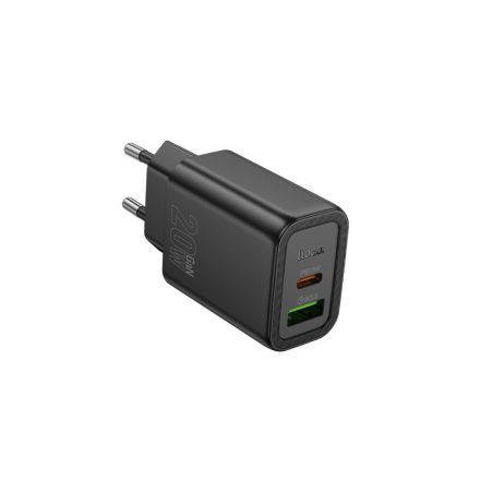 Hoco N61 Gentle Hálózati Gyorstöltő (USB - Type-C) (PD) 20W + QC3.0 Fekete