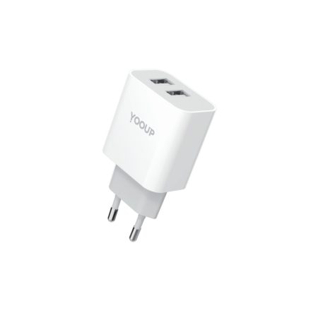Yooup NC60-B Dupla Hálózati Töltő 12W Fehér